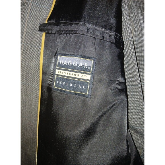 Haggar Imperial 2 Piece Suit Mens 42L 34X34 Two Button Gray USA Made Wool Blend - Picture 4 of 16